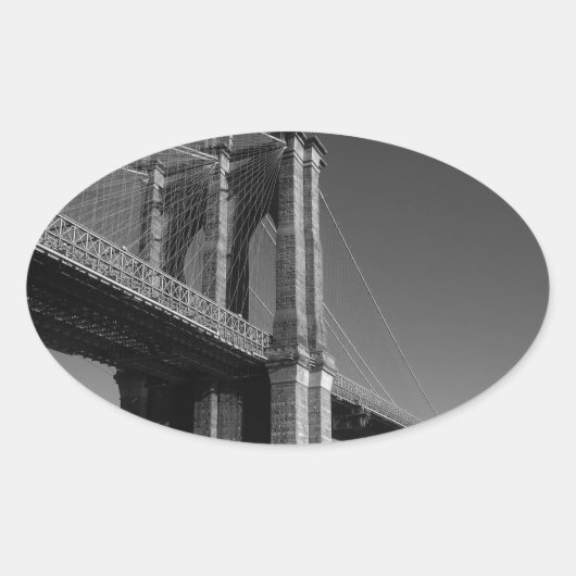 Sticker Ovale Pont Brooklyn noir et blanc (Devant)