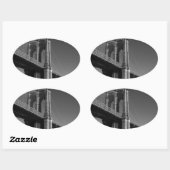 Sticker Ovale Pont Brooklyn noir et blanc (Feuille)