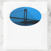 Sticker Ovale Pont Verrazano en bleu (Sac)