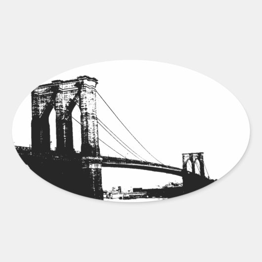 Sticker Ovale Pont vintage Brooklyn (Devant)