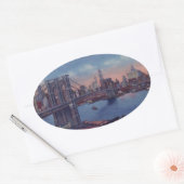 Sticker Ovale Pont vintage Brooklyn (Enveloppe)