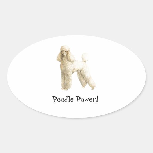Sticker Ovale Poodle — Clip de chiot (Devant)
