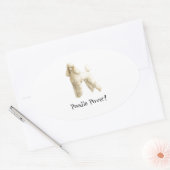 Sticker Ovale Poodle — Clip de chiot (Enveloppe)