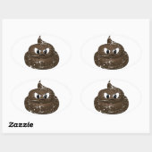 Sticker Ovale Poop de dessin en colère (Feuille)
