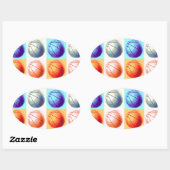 Sticker Ovale Pop Art Basket (Feuille)