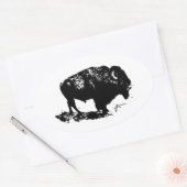 Sticker Ovale Pop Art Black White Buffalo Bison Silhouette (Enveloppe)
