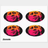 Sticker Ovale Pop Art Jack JFK John F. Kennedy (Feuille)