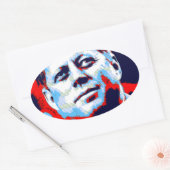 Sticker Ovale Pop Art JFK John F. Kennedy Red Blue (Enveloppe)