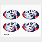 Sticker Ovale Pop Art JFK John F. Kennedy Red Blue (Feuille)