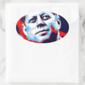 Sticker Ovale Pop Art JFK John F. Kennedy Red Blue (Sac)