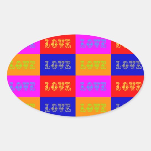 Sticker Ovale Pop Art Love (Devant)
