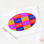 Sticker Ovale Pop Art Love (Enveloppe)