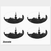 Sticker Ovale Pop Art New York Silhouette (Feuille)