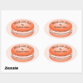 Sticker Ovale Pop Art Orange Macaron Cookie Personnalisé (Feuille)