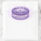 Sticker Ovale Pop Art Purple Macaron Cookie Personnalisé (Sac)