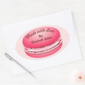 Sticker Ovale Pop Art rose Macaron Cookie Personnalisé (Enveloppe)