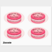 Sticker Ovale Pop Art rose Macaron Cookie Personnalisé (Feuille)
