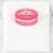 Sticker Ovale Pop Art rose Macaron Cookie Personnalisé (Sac)
