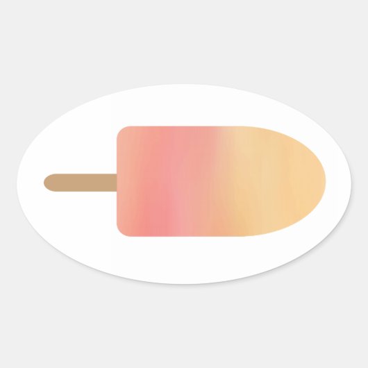 Sticker Ovale Popsicle rose Orange Été Gelé Treat (Devant)