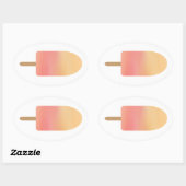 Sticker Ovale Popsicle rose Orange Été Gelé Treat (Feuille)
