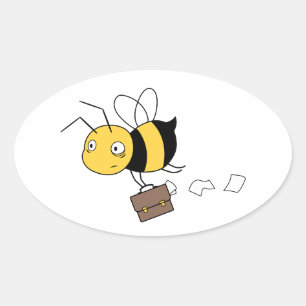 Sticker Ovale Porte-documents Tired Stress Bee Holding