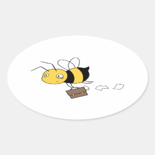 Sticker Ovale Porte-documents Tired Stress Bee Holding