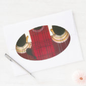 Sticker Ovale Portrait de la famille Massai À damiers (Enveloppe)