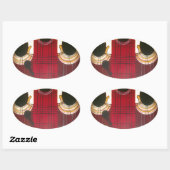 Sticker Ovale Portrait de la famille Massai À damiers (Feuille)