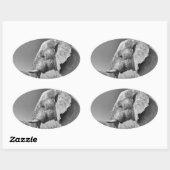 Sticker Ovale Portrait d'éléphant (Feuille)