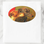 Sticker Ovale PORTRAITS DE CHIEN DE MINIATURE VICTORIENNE Greyho (Sac)