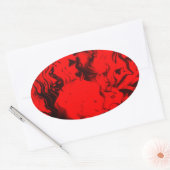 Sticker Ovale Portraits de musiciens de pop dans Vibrant rouge c (Enveloppe)