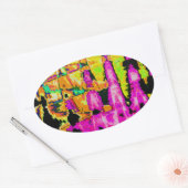 Sticker Ovale Poster d'art Abstrait Neon Glitch Imprimer (Enveloppe)