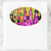 Sticker Ovale Poster d'art Abstrait Neon Glitch Imprimer (Sac)