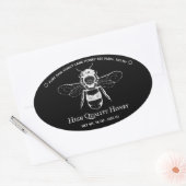 STICKER OVALE POT DE MIEL NOIR BOHO APICULTEUR (Enveloppe)