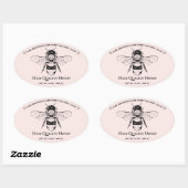 Sticker Ovale Pot de miel rose Boho Apiculteur (Feuille)