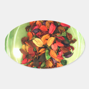 Sticker Ovale Pot-pourri Coloré : Un Affichage Parfumé