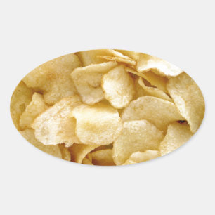 Sticker Ovale Potato chips junk cadeaux alimentaires