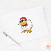 Sticker Ovale Poulet de caricature (Enveloppe)