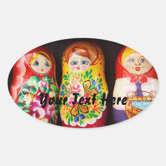 Sticker Ovale Poupées colorées Matryoshka (Devant)