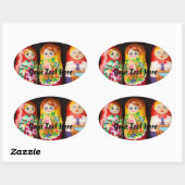 Sticker Ovale Poupées colorées Matryoshka (Feuille)