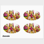 Sticker Ovale Poupées de Matryoshka (Feuille)