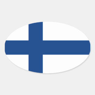 Sticker ovale pour drapeau finlandais