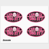 Sticker Ovale Pouvez-Vous Le Creuser ? Rose (Feuille)