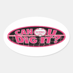 Sticker Ovale Pouvez-Vous Le Creuser ? Rose