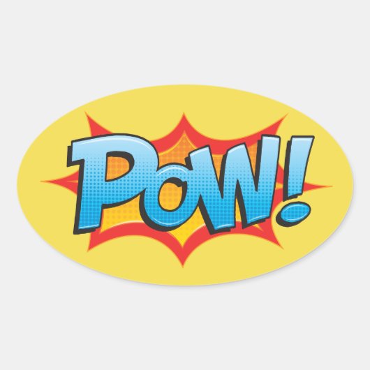Sticker Ovale Pow comique ! (Devant)