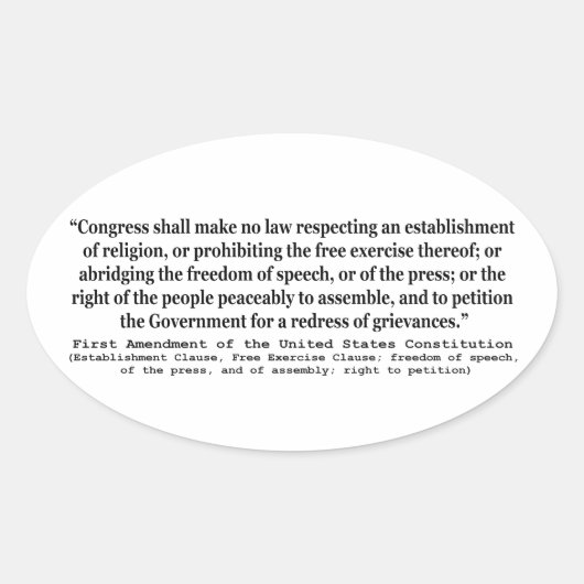 Sticker Ovale Premier amendement de la Constitution des États-Un (Devant)