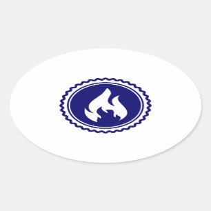 Sticker Ovale Premier insigne de flamme bleue de sapeur-pompier