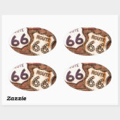Sticker Ovale Prenez Vos Coups De Pied Sur La Route 66 (Feuille)