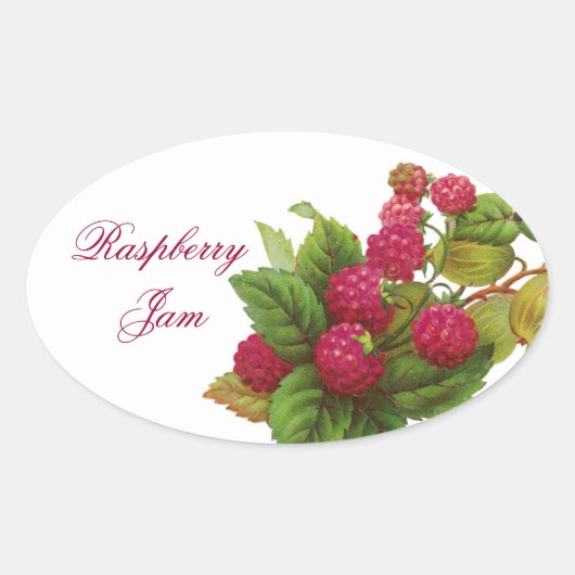 STICKER OVALE PRÉSERVE DE FRUITS ROUGES / RASPBERRIES (Devant)
