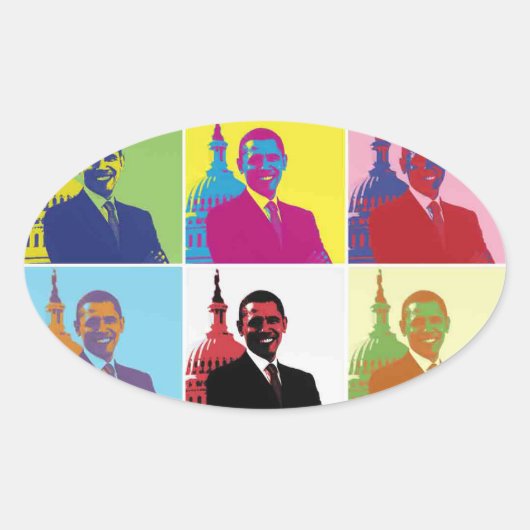 Sticker Ovale Président Obama Pop Art (Devant)